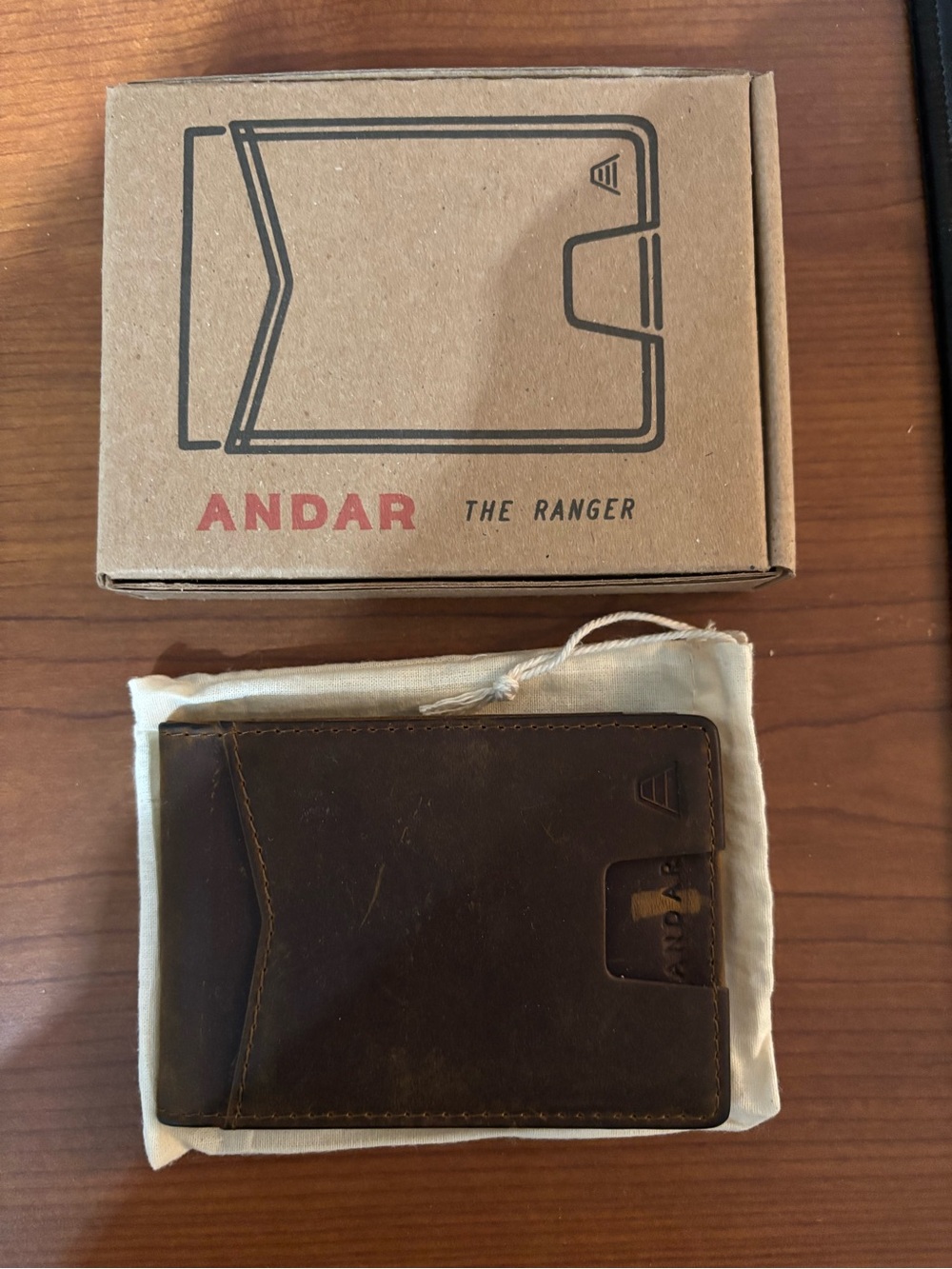 NIB Andar The Ranger Men’s Leather Card Wallet - Dark Brown